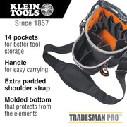 KLEIN TOOLS Shoulder Pouch / Black&Orange / 432.13 cubic_inches Tool Bags