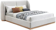 Starlight Canyon Home Boucle-Upholstered Wingback Platform Bed with Solid Wood Legs, King Size Bed Frame with Headboard, Cream Boucle Fabric