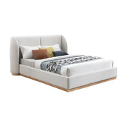 Starlight Canyon Home Boucle-Upholstered Wingback Platform Bed with Solid Wood Legs, King Size Bed Frame with Headboard, Cream Boucle Fabric