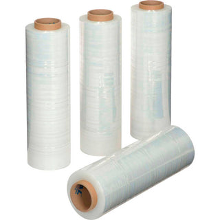 18" x 1500' x 80 Gauge Clear Stretch Wrap Film for Hand Dispenser by Global Industrial – LLDPE, Clear, Pack of 4, Model PVT18080GI