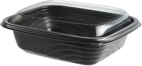 Anchor PP Microwaveable Container w/ PET Dome Lid, 16 oz, Black/clear | 201/Case