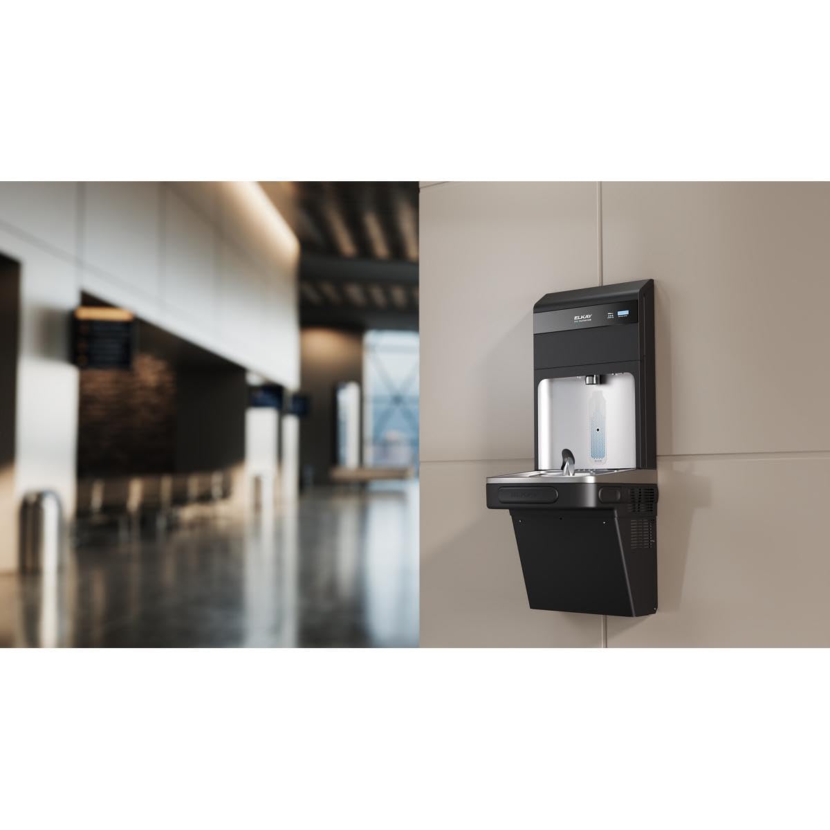 Pro Filtration Bottle Filling Station by Elkay – Twin, 8 gallons, Stainless Steel, Black, Model LZS8WSBPRO-UV