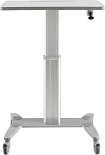 Sit-Stand Mobile Desk with Tablet Slot by Global Industrial – Steel, Silver / Gray, Model GL-WF-600-800