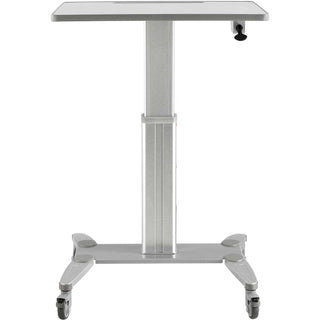 Sit-Stand Mobile Desk with Tablet Slot by Global Industrial – Steel, Silver / Gray, Model GL-WF-600-800