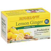 Bigelow Tea Lemon Ginger plus Probiotics / 18 Count (Pack of 6) / 6 Herbal