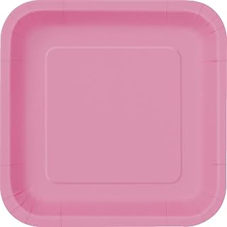 Unique Party Hot Pink Square Disposable Paper Dessert Plates - 7'', 16 Pieces - Perfect for Parties, Weddings, Holidays