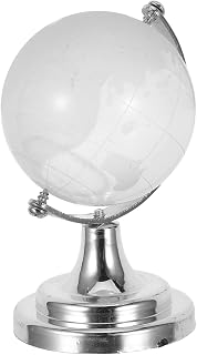 Abaodam Miniature Glass Globe Ball with Stand, High Transparency Sphere for Interactive Learning and Office Decor, Modern Desktop World Globe Ornament for Workspace and Study