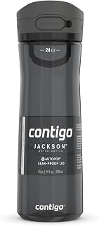 Contigo Jackson 2.0 Tritan Water Bottle with Leak-Proof AUTOPOP Locking Lid, BPA-Free Plastic, Dishwasher Safe, Licorice, 24 oz (709 mL)