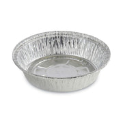 7 in. x 1.46 in. 24 oz. Round Aluminum to-Go Containers - Silver (500/Carton) by Boardwalk – 7 inches in diameter x 1.46 inches in height, 24.0 ounces, Aluminum, Model BWKROUND7