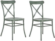Furnifact Metal Dining Chairs Set of 2 with Cross Back Design, Farmhouse Style Metal Accent Side Chair for Kitchen Table and Dining Room