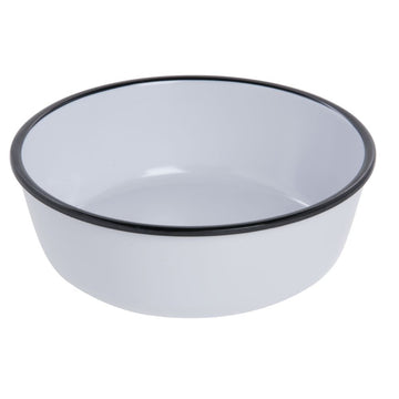 Serving Bowl Enamelware Look Melamine White/Black 8 9/10" Dia x 3" D by HUBERT – 9 inches diameter x 3 inches height, Melamine, White, Model 234812