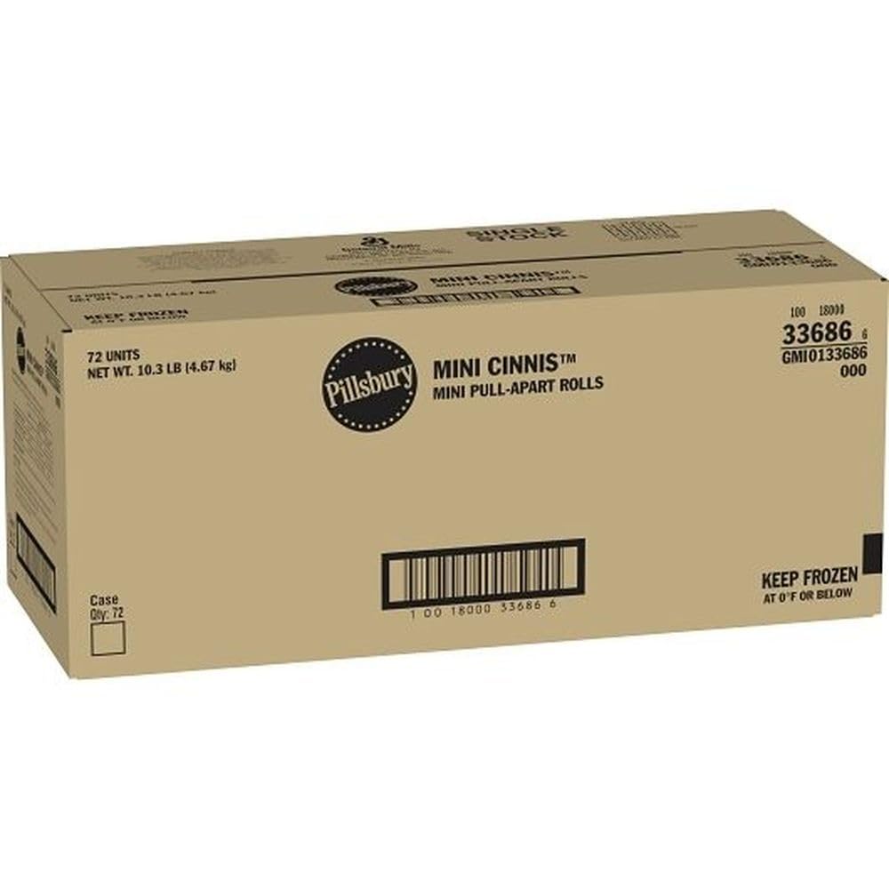 Pillsbury Mini Cinnis Soft Pull-Apart Cinnamon Rolls by General Mills – 2.29 Ounce (Pack of 72), Brownish-orange, Pack of 72, Model 33686