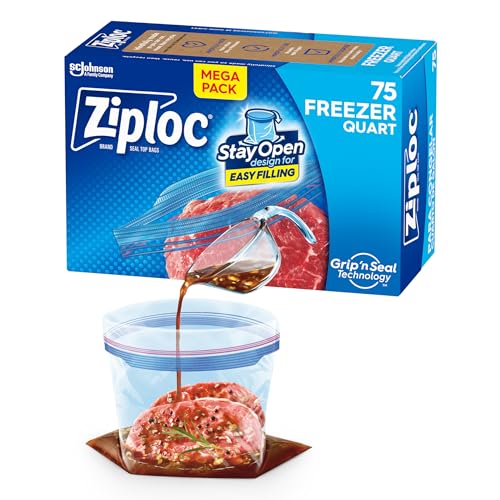 Ziploc 75 Count (Pack of 1) / transparent / Quart Food Storage Bags