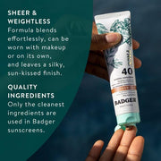 SPF 50 Adventure Mineral Sunscree + SPF 40 Tinted Face Sunscreen by Badger – Pack of 2