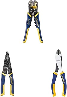 IRWIN VISE-GRIP Wire Stripper, Self-Adjusting, 8-Inch with Wire Stripping Tool / Wire Cutter, 8-Inch & Diagonal Cutting Pliers, 6-Inch (2078300, 27839, 27836)