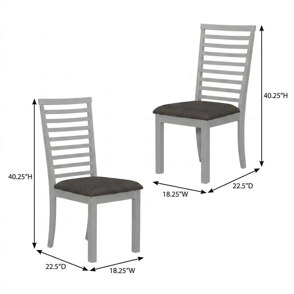 Rubberwood Upholstered Ladder Back Side Chairs Set of by Starlight Canyon Home – Rubberwood Solids with Mindy Veneers, Grey, Pack of 2