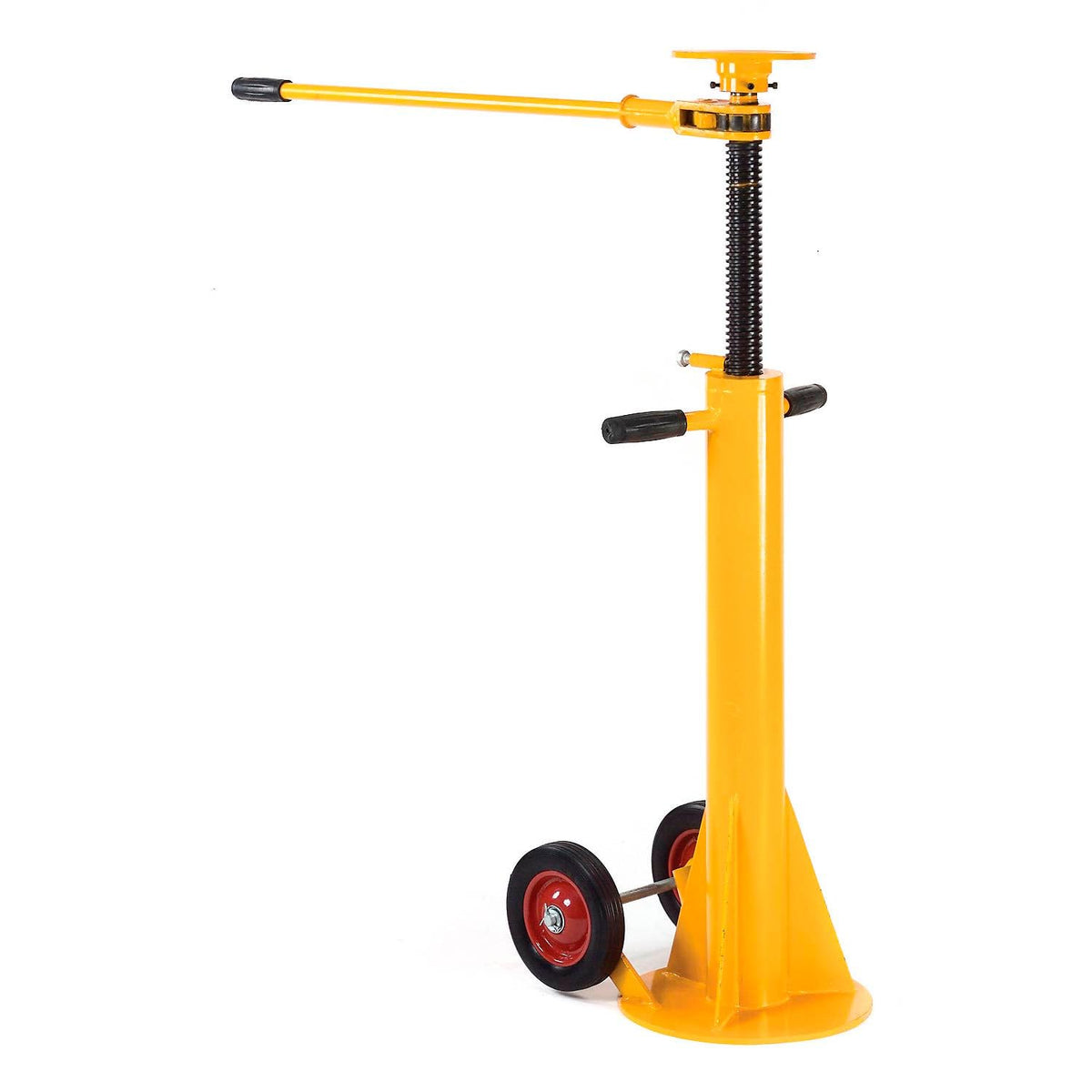 100,000 Lb. Static Capacity Standard Duty Trailer Stabilizing Jack Stand by Global Industrial – 27"L x 17.25"W x 38.75"H, Steel, Yellow, Model TJ50