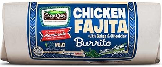 Green Chile Food Chicken Fajita Burrito with Salsa and Cheddar, 7 Ounce -- 12 per case.