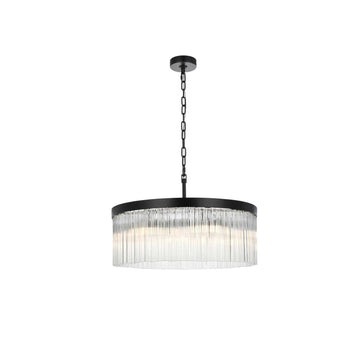 Harlow Six Light Chandelier Black by Lighting Design – Iron, Black, Model 1070D24BK