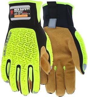 MCR Safety Predator Impact Mechanics Sasquatch Leather Palm Work Gloves, Large, PD5931L