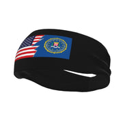 Flag of the Federal Bureau of Investigation and America Headbands for Men Women Non Slip Wicking Sports Sweatband for Fitness Exercise Gym Yoga Hairbands by KJSINIET – Model