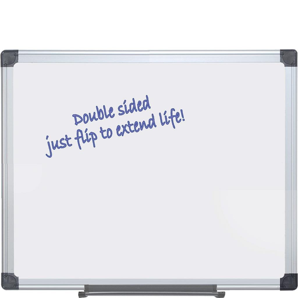 Maya Melamine Dry Erase Board with Tray by MasterVision – 24"W x 18"H, Melamine, Silver, Model MA0212170MV