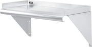 Wall Mount Shelf with 1-1/2" Lip 18 Gauge 430 Stainless Steel 24"W x 12"D by Global Industrial – 430 Stainless Steel, Silver, Model 493626