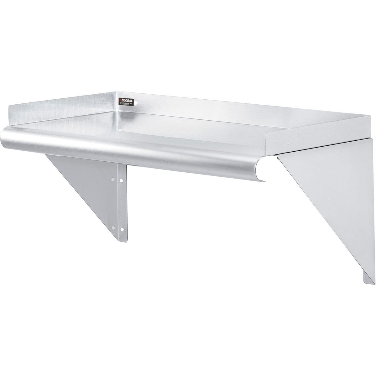Wall Mount Shelf with 1-1/2" Lip 18 Gauge 430 Stainless Steel 24"W x 12"D by Global Industrial – 430 Stainless Steel, Silver, Model 493626