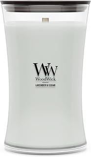 WoodWick Lavender & Cedar Holiday Candle Gifts for Women and Men, 21.5 oz Large Hourglass Candle with Crackling Wick