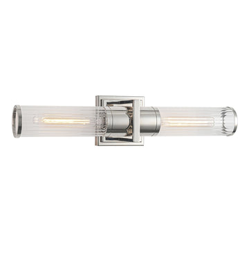 Polished Nickel Two-Light Bathroom Vanity from the Positano Collection by by Artcraft – Glass, Polished Nickel / Clear, Model AC11772CN