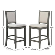 Solid Wood Dining Chairs with Polyester Seat by Starlight Canyon Home – Solid + Manufactured Wood, Polyester, Grey, Pack of 6