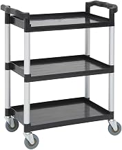 HUBERT Utility Cart with 3 Shelves Black Plastic - 31 9/10 L x 17 1/8 W x 35 4/5 H