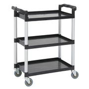 Utility Cart with 3 Shelves Black Plastic - 31 9/10 L x 17 1/8 W x 35 4/5 H by HUBERT – Polypropylene (PP), Black, Model T611
