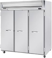 Beverage-Air HF3-5S 78" Horizon Series Three Section Solid Door Reach-In Freezer 74 cu.ft. capacity Stainless Steel Front Gray Painted Sides Aluminum
