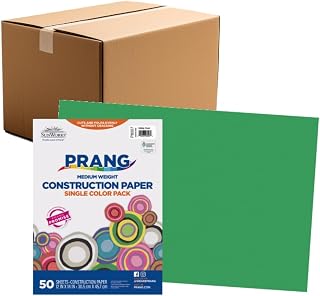 Prang Construction Paper, 12" x 18", Holiday Green, 50/Pack, 25 Packs | Formerly SunWorks, Class Pack, 1250 Sheets Total, P8007