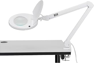 Global Industrial LED Magnifying Lamp with Covered Metal Arm, 5 Diopter, White
