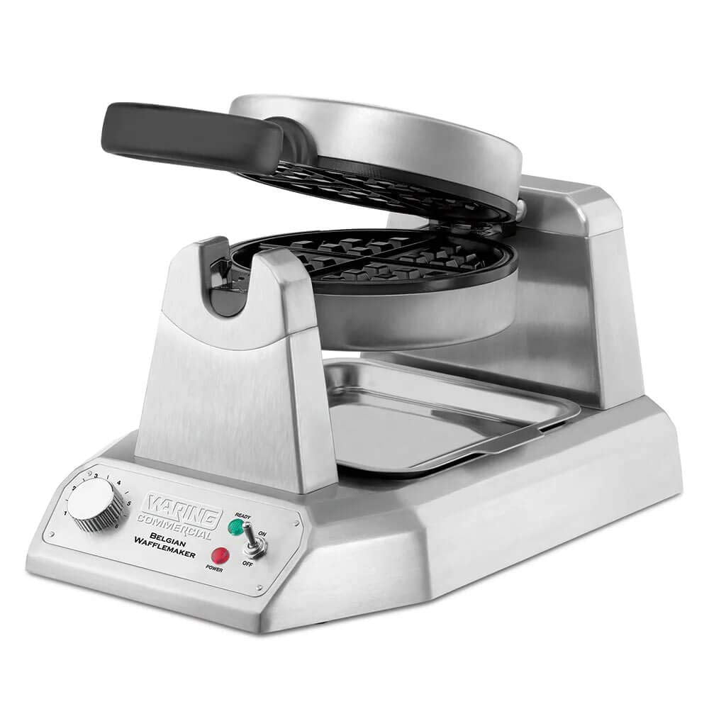 Waring Single Belgian Waffle Maker | 120V, 1200W / 12.5 x 17.88 x 10.5 inches / Silver Waffle Irons