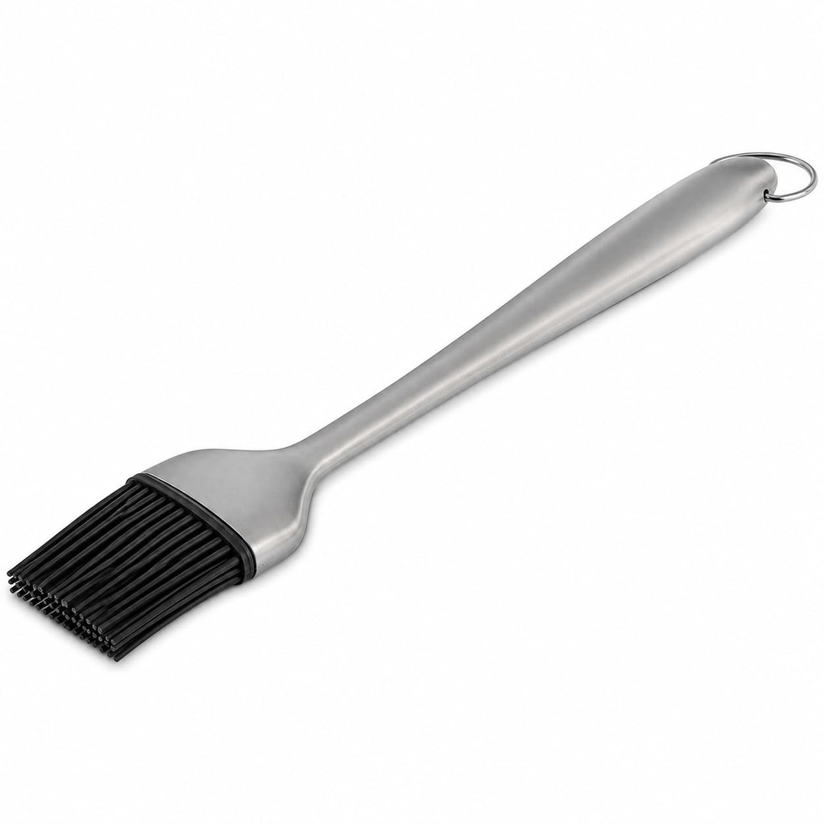 Glownary 12-Inch Silicone BBQ Basting Brush – Black Bristles with Stainless Steel Handle, Heat Resistant to 550F, Removable Head for Easy Cleaning
