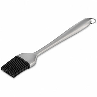 Glownary 12-Inch Silicone BBQ Basting Brush – Black Bristles with Stainless Steel Handle, Heat Resistant to 550F, Removable Head for Easy Cleaning