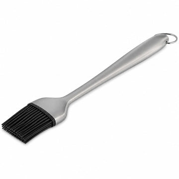 Glownary 12-Inch Silicone BBQ Basting Brush – Black Bristles with Stainless Steel Handle, Heat Resistant to 550F, Removable Head for Easy Cleaning