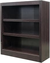 Furnifact Espresso Bookcase with 3 Shelves, Adjustable and Fixed Shelves, Holds Up to 70 lbs, Stylish Storage Solution for Living Room or Office