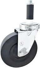 BK Resources 5" Hard Rubber 1" Expanding Stainless Steel Stem Swivel Caster for Work Tables, NSF, 300lb Capacity Per Wheel
