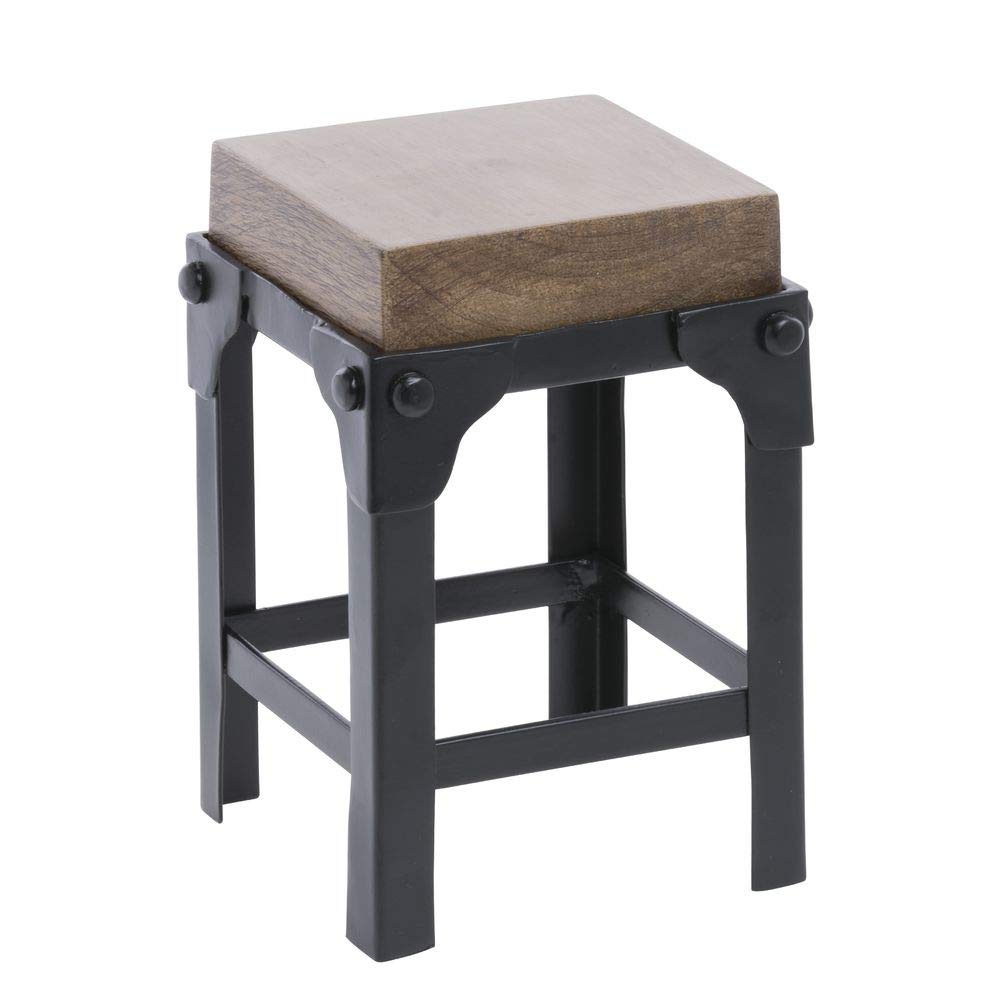 Medium Mango Wood & Iron Display Stand by HUBERT – Iron, Black, Model MDA-817-02