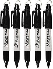 Sharpie Mini Permanent Markers with Golf Keychain Clips, Fine Point, Black Ink, Pack of 5