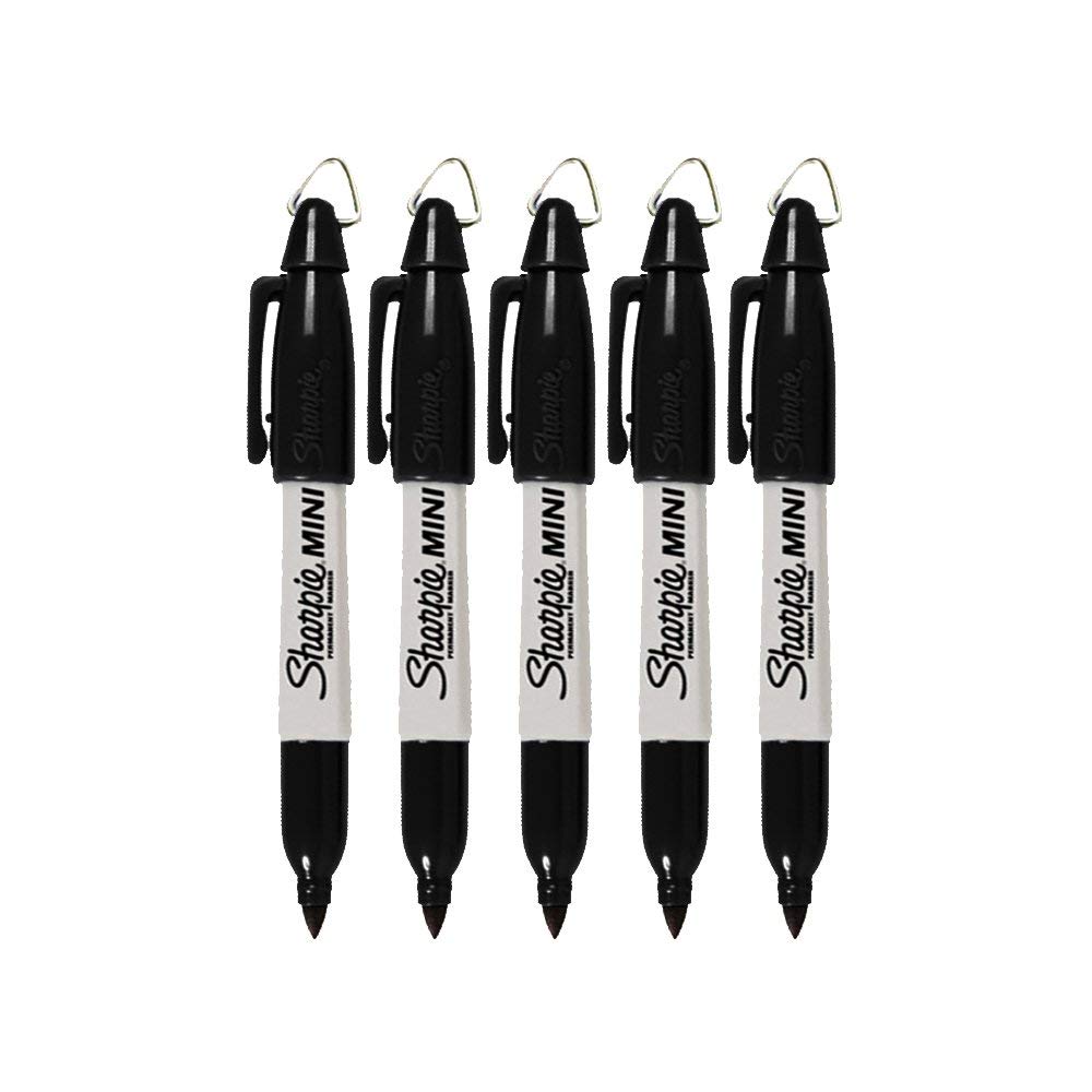 Mini Permanent Markers with Golf Keychain Clips by Sharpie – 1 Count (Pack of 5), Plastic (Body), Felt (Tip), Black, Pack of 5, Model 87658