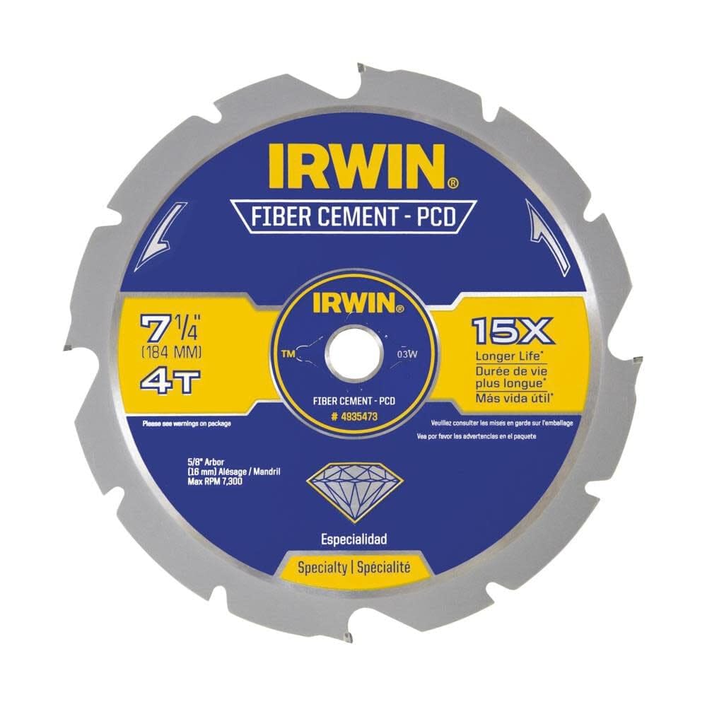 IRWIN 7-1/4" 4T / Fiber Cement / Blue Circular Saw Blades
