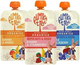 Pumpkin Tree Peter Rabbit Organics Super Oats & Seeds, Puree Squeeze Pouch, Banana & Mango, 4 Ounce (Pack of 10)