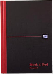 Oxford Black n' Red A5 Hardback Casebound Recycled Notebook, Ruled, 192 Page, 1 Notebook