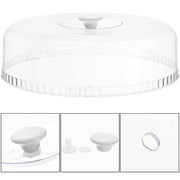 Yarlung Ceramic Divided Appetizer Tray, 11 Inch Bamboo Platter with Handles and Lid, White