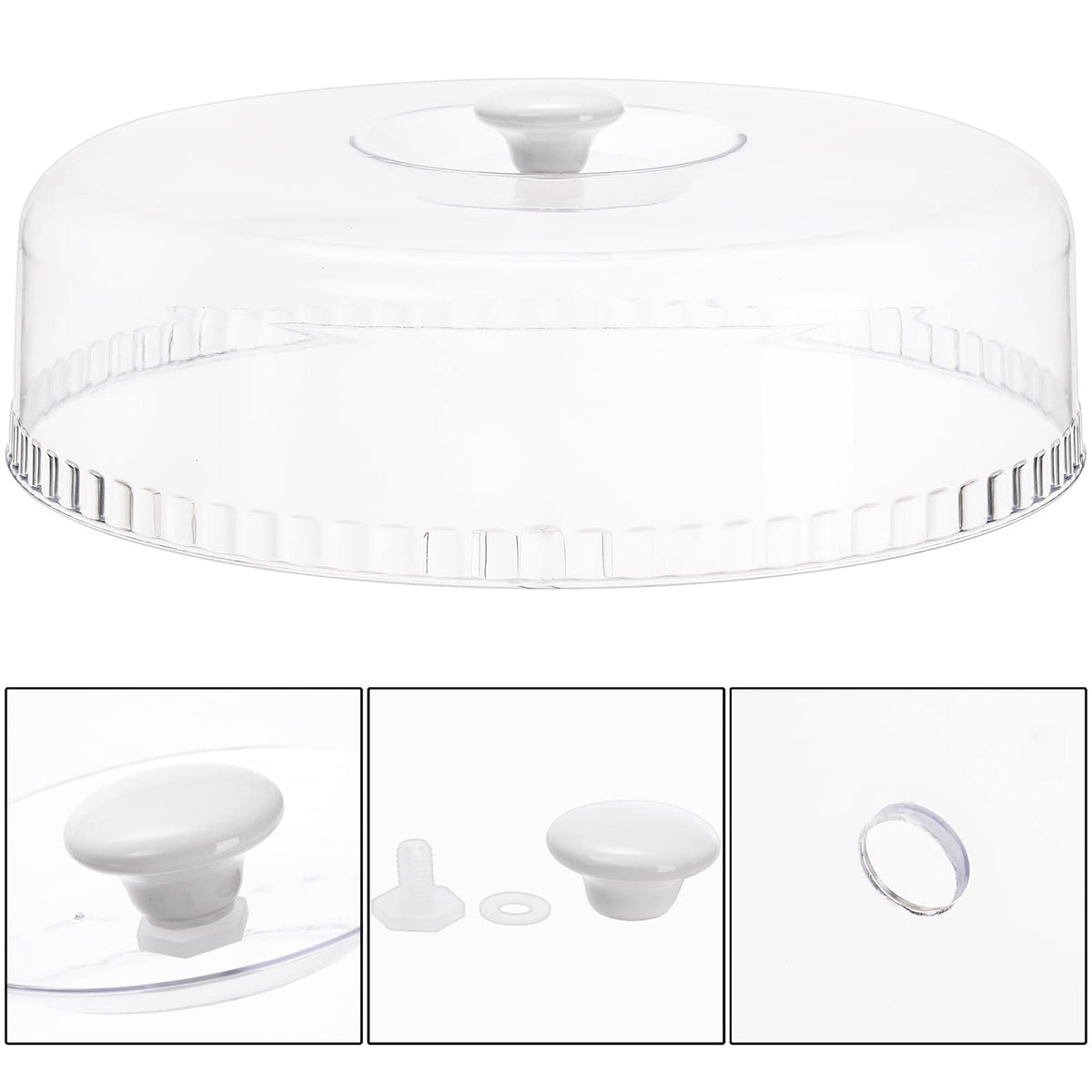 Yarlung Ceramic Divided Appetizer Tray, 11 Inch Bamboo Platter with Handles and Lid, White